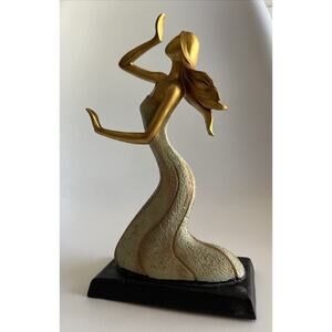 Seymour Mann Resin Figurine Lady Art Deco Gold Textured Finish Modern Abstract